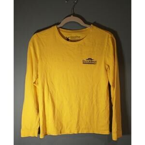 Dutch Bros Mustache Yellow With Pink Windmills Womens Medium Long Sleeve Shirt